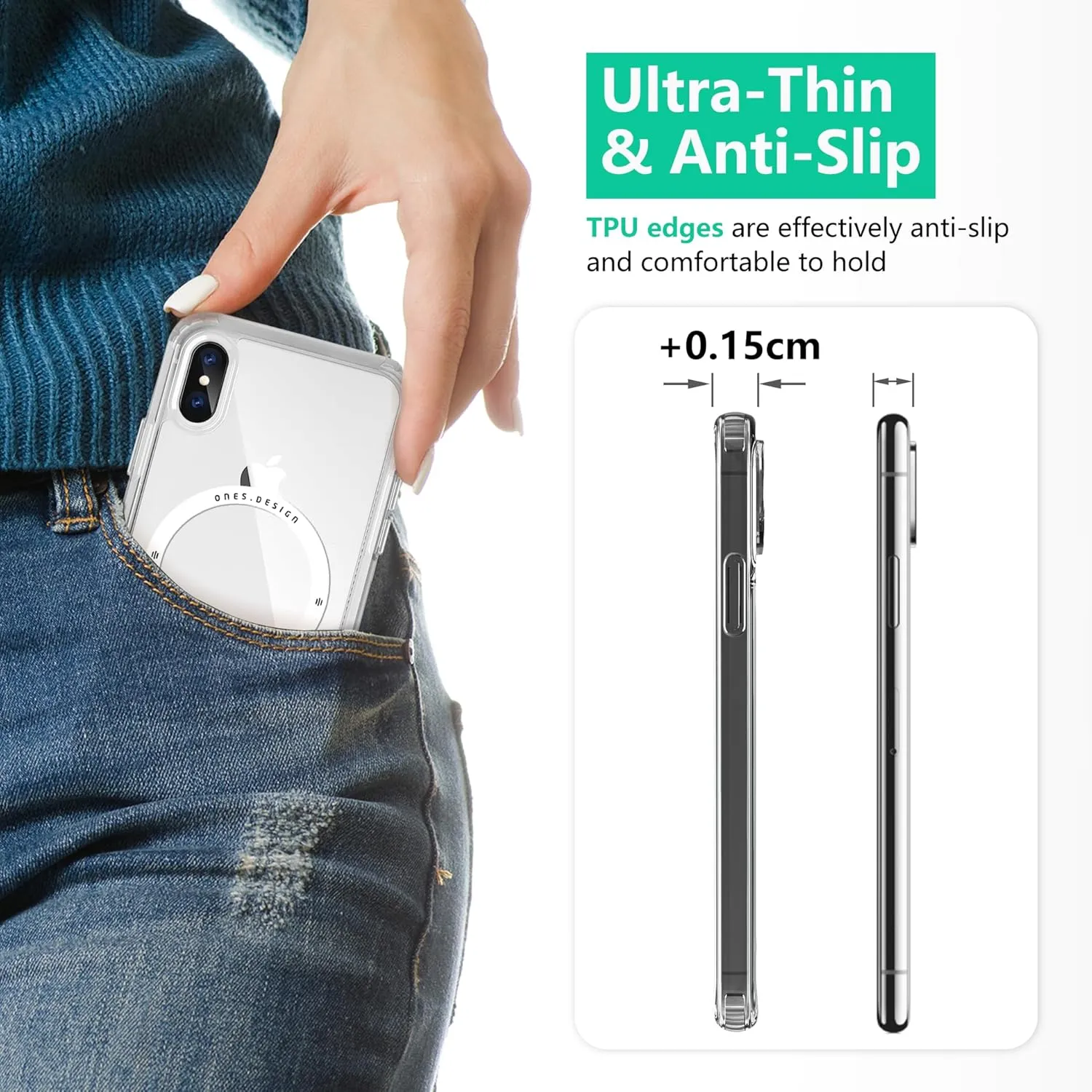 ONES for iPhone Xs Max Case, Hybrid Magnetic Phone Case, Compatible with MagSafe, Military Grade Protection, Shockproof Airbag, Anti-Yellow Silicone Cover, Scratch-Resistant, Thin, Clear