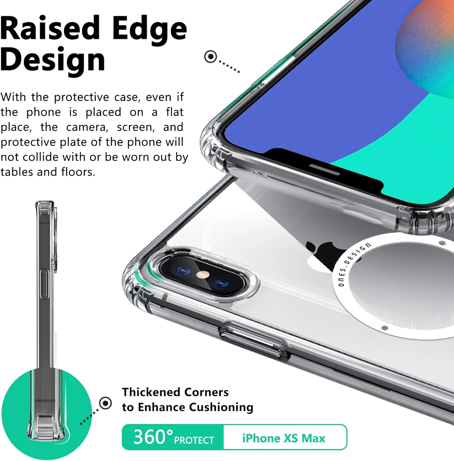 ONES for iPhone Xs Max Case, Hybrid Magnetic Phone Case, Compatible with MagSafe, Military Grade Protection, Shockproof Airbag, Anti-Yellow Silicone Cover, Scratch-Resistant, Thin, Clear