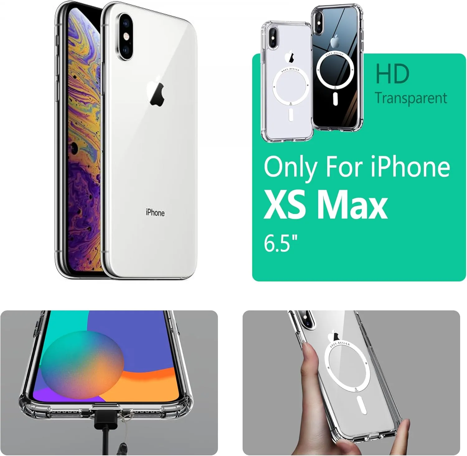 ONES for iPhone Xs Max Case, Hybrid Magnetic Phone Case, Compatible with MagSafe, Military Grade Protection, Shockproof Airbag, Anti-Yellow Silicone Cover, Scratch-Resistant, Thin, Clear