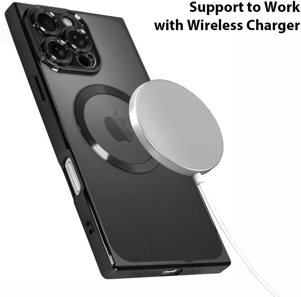 OOK Magnetic Case Made for iPhone 16 Pro (Compatible with MagSafe) Clear Phone Cover with Screen Protector Soft TPU Anti-Scratch Shockproof Protective Case for Women Men - Black