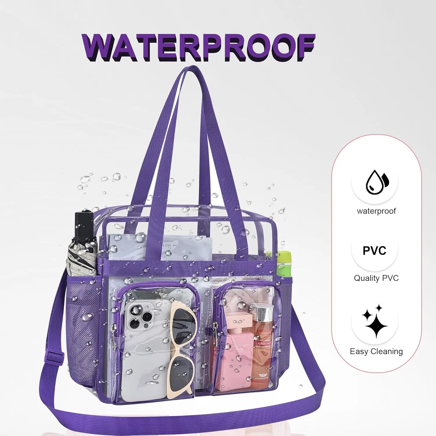 Oraben Clear Bag for Stadium Events 12x6x12 Clear Tote Bag for Women Transparent Lunch Bag for Work Sports Concert