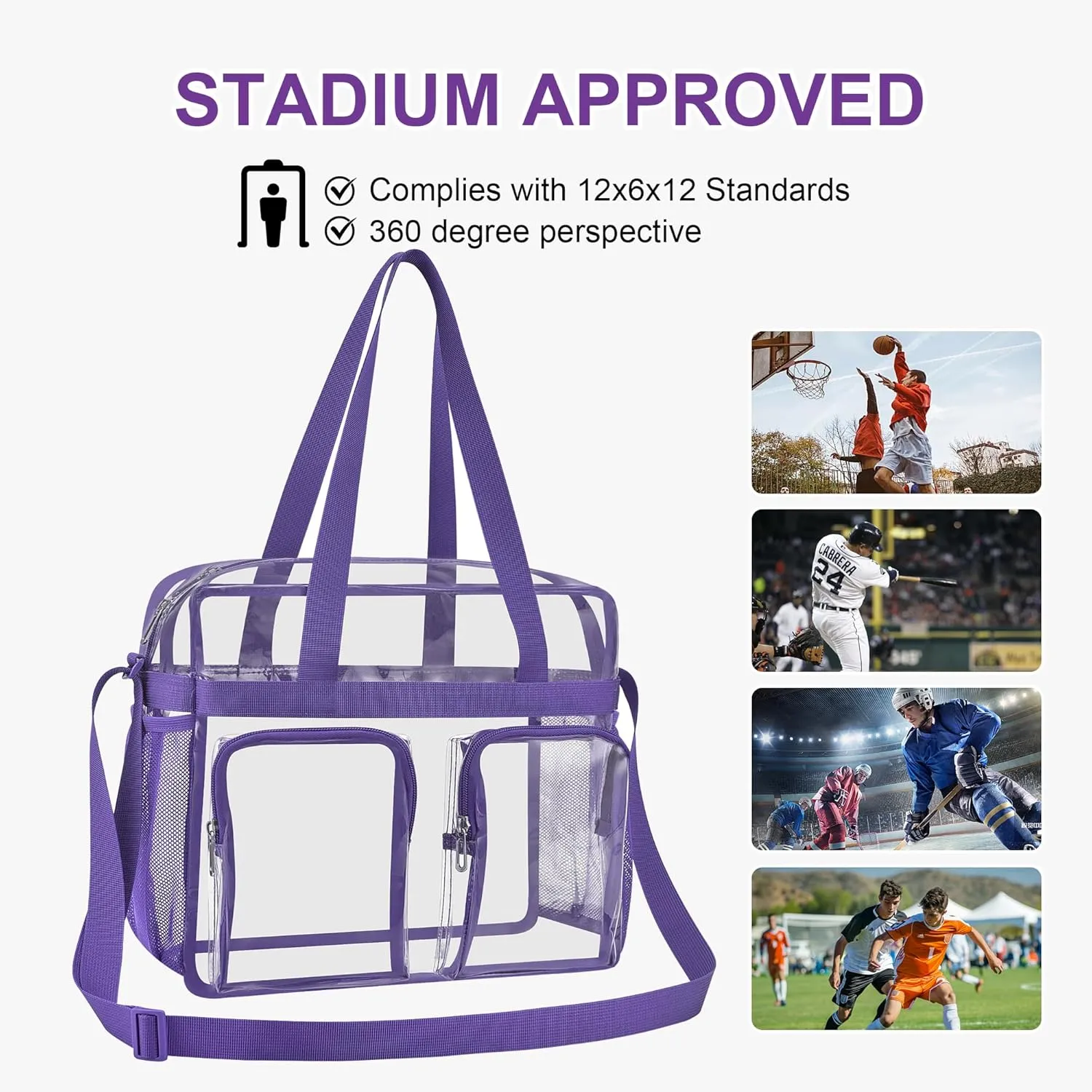 Oraben Clear Bag for Stadium Events 12x6x12 Clear Tote Bag for Women Transparent Lunch Bag for Work Sports Concert