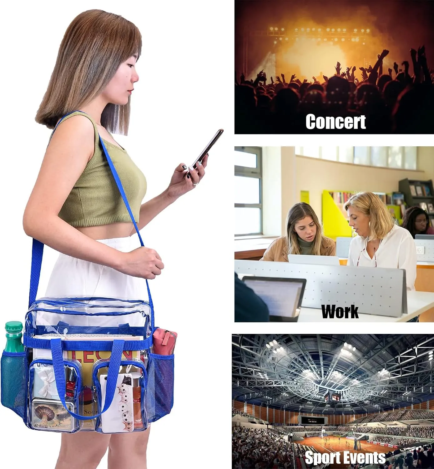 Oraben Clear Bag for Stadium Events 12x6x12 Clear Tote Bag for Women Transparent Lunch Bag for Work Sports Concert