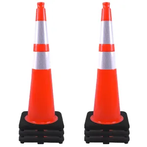 OrangeStar 6 Pack 36" Traffic Safety Cones, Orange Paking Cones Construction Cones w/Reflective Collar, Heavy Duty Base for Driving Practice, Parking Lots and Roadwork