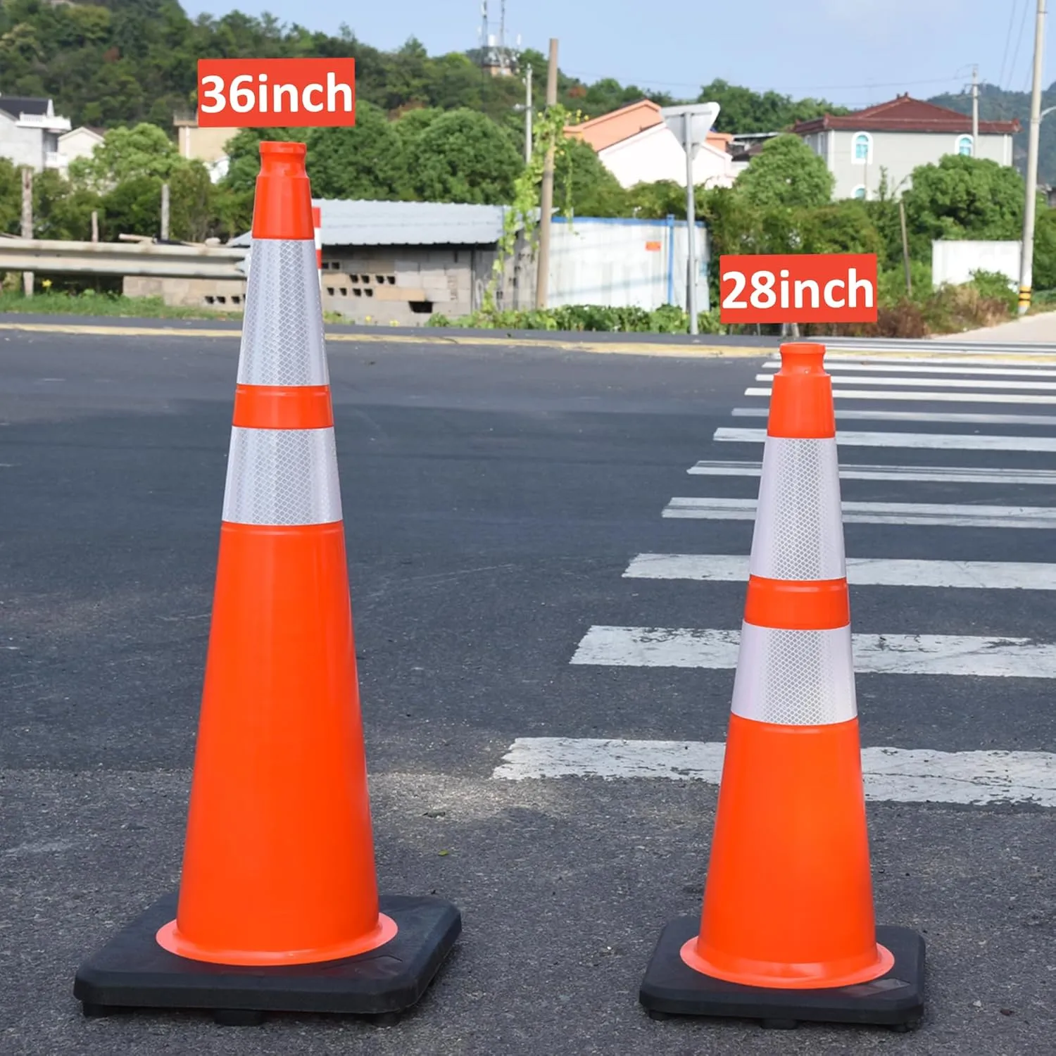 OrangeStar 6 Pack 36" Traffic Safety Cones, Orange Paking Cones Construction Cones w/Reflective Collar, Heavy Duty Base for Driving Practice, Parking Lots and Roadwork