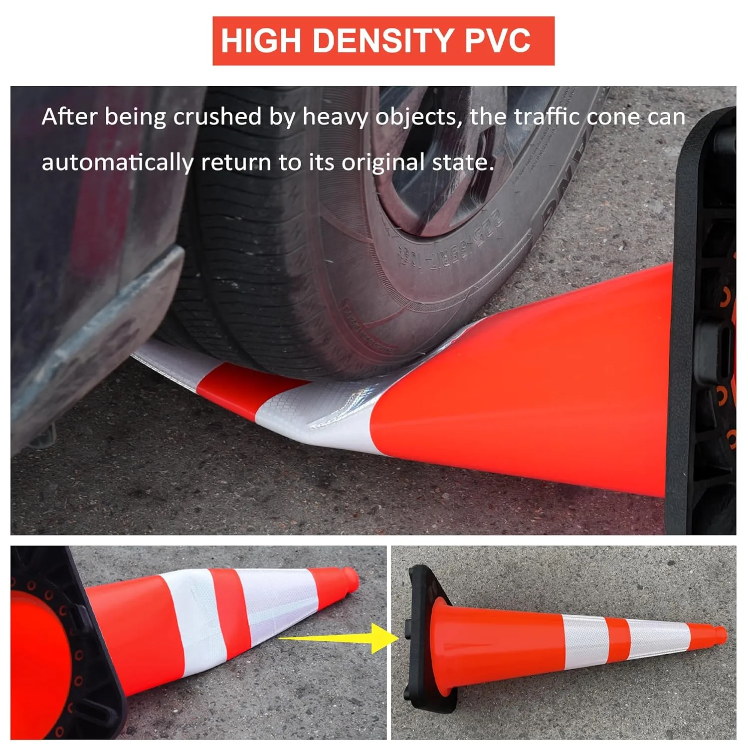 OrangeStar 6 Pack 36" Traffic Safety Cones, Orange Paking Cones Construction Cones w/Reflective Collar, Heavy Duty Base for Driving Practice, Parking Lots and Roadwork
