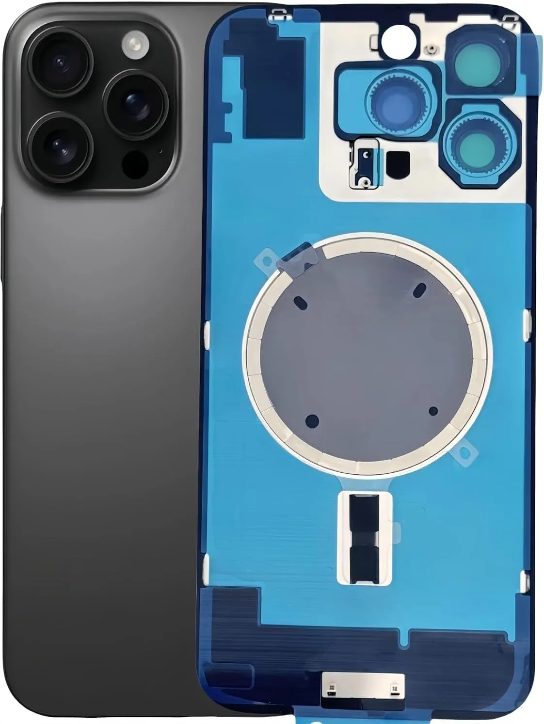 Original 16 Pro Max Back Glass Cover Battery Door Replacement & Waterproof Tape, Pre-Installed Camera Frame for iPhone 16 Pro Max All Carriers Repair Tool (Black Titanium)