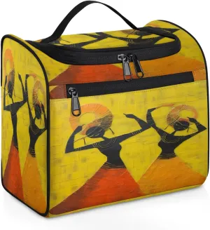 OSAM SPACE African Women Hanging Toiletry Bag for Women Men, Ethnic Pattern Large Capacity Travel Cosmetic Bag Makeup Organizer for Shampoo Bathroom Shower