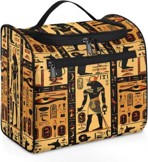 OSAM SPACE Ancient Egypt Hanging Toiletry Bag for Women Men, Egyptian Murals Large Capacity Travel Cosmetic Bag Makeup Organizer for Shampoo Bathroom Shower