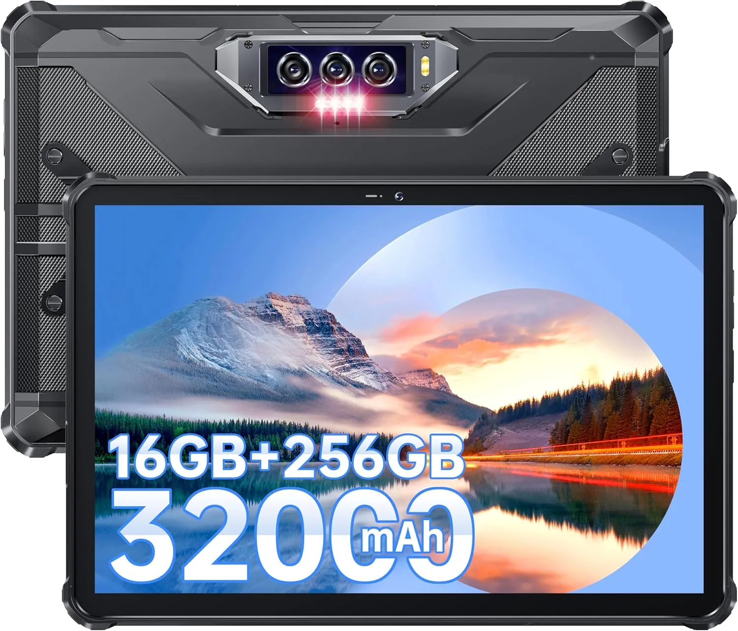 OUKITEL RT7 Rugged Android Tablet - 16GB 256GB 1TB Expandable Waterproof Tablet, 32000mAh Battery, 10.1 Inch FHD Tablets, 33W Fast Charging Tablet PC, 48MP 32MP Camera,4G Dual SIM/5G WiFi/GPS/T-Mobile