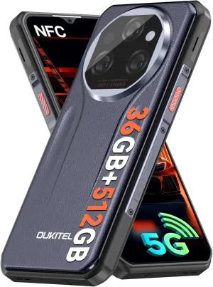 OUKITEL WP39 PRO Rugged Phone 5G Unlocked 2025-36GB 512GB/2TB Cell Phone, 11000mAh(33w) Battery, 6.6''FHD Display Rugged Smartphone, 64MP Camera, 5G Dual SIM Android 14 Phone, NFC/GPS/T-Mobile,Blue