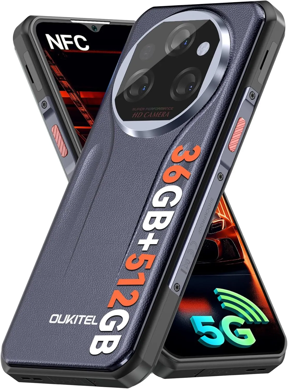 OUKITEL WP39 PRO Rugged Phone 5G Unlocked 2025-36GB 512GB/2TB Cell Phone, 11000mAh(33w) Battery, 6.6''FHD Display Rugged Smartphone, 64MP Camera, 5G Dual SIM Android 14 Phone, NFC/GPS/T-Mobile,Blue