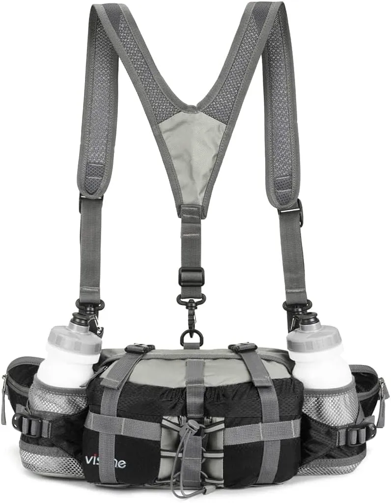 Outdoor Fanny Pack Hiking Fishing Waist bag 2 Water Bottle Holder Lumbar Pack