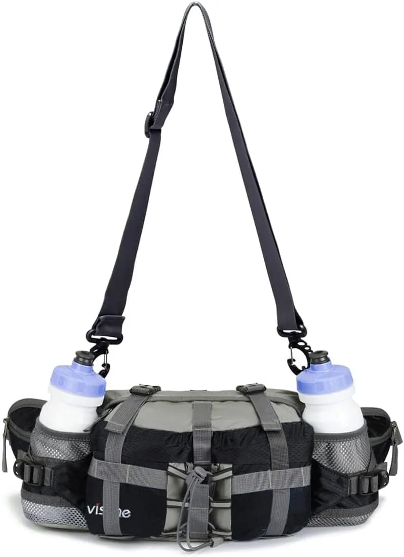 Outdoor Fanny Pack Hiking Fishing Waist bag 2 Water Bottle Holder Lumbar Pack