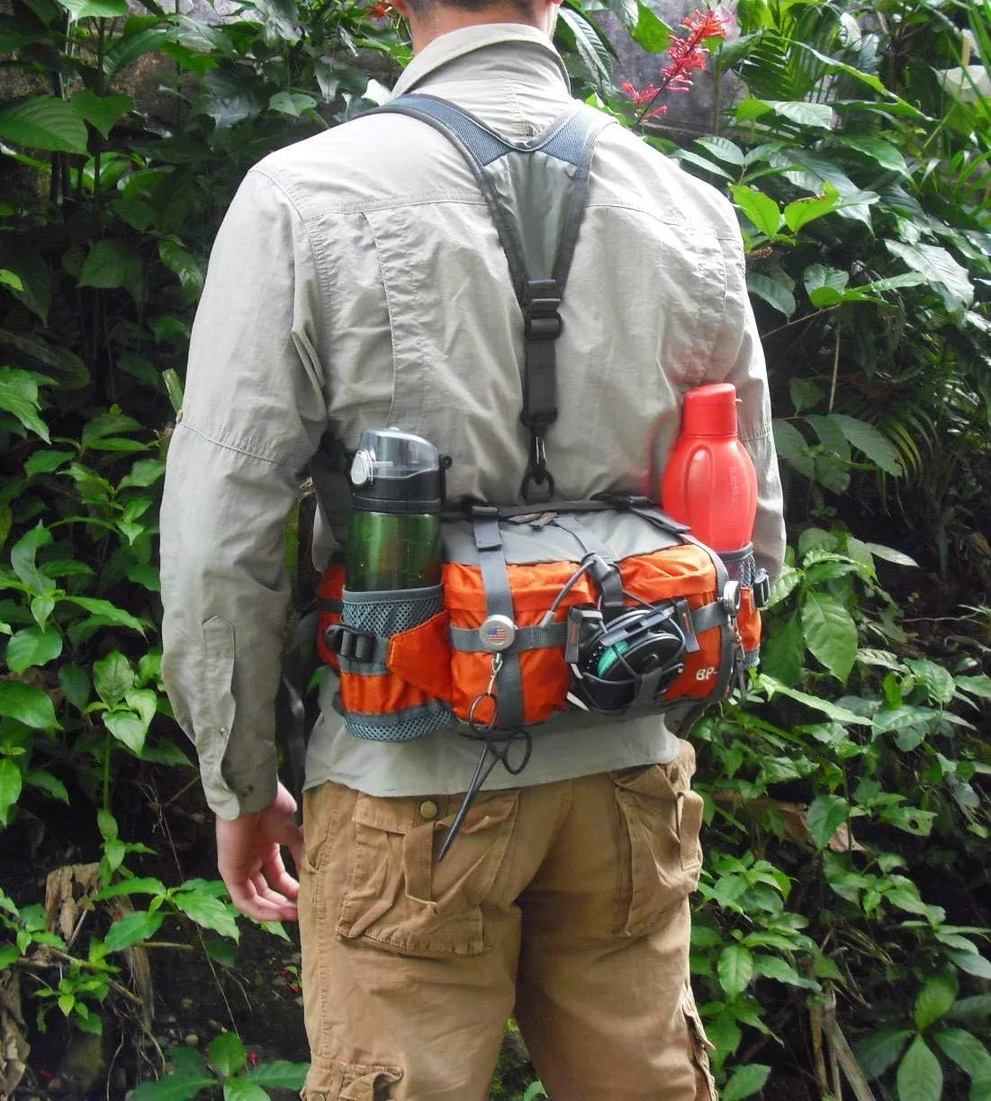 Outdoor Fanny Pack Hiking Fishing Waist bag 2 Water Bottle Holder Lumbar Pack