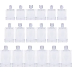 Outus 18 Pieces Portable Travel Fluid Makeup Packing Bag Refillable Empty Pouches with Spout Shampoo Lotion Bags Portable Travel Fluid Makeup Packing Bag Clear, 30 ml 50 ml 100 ml