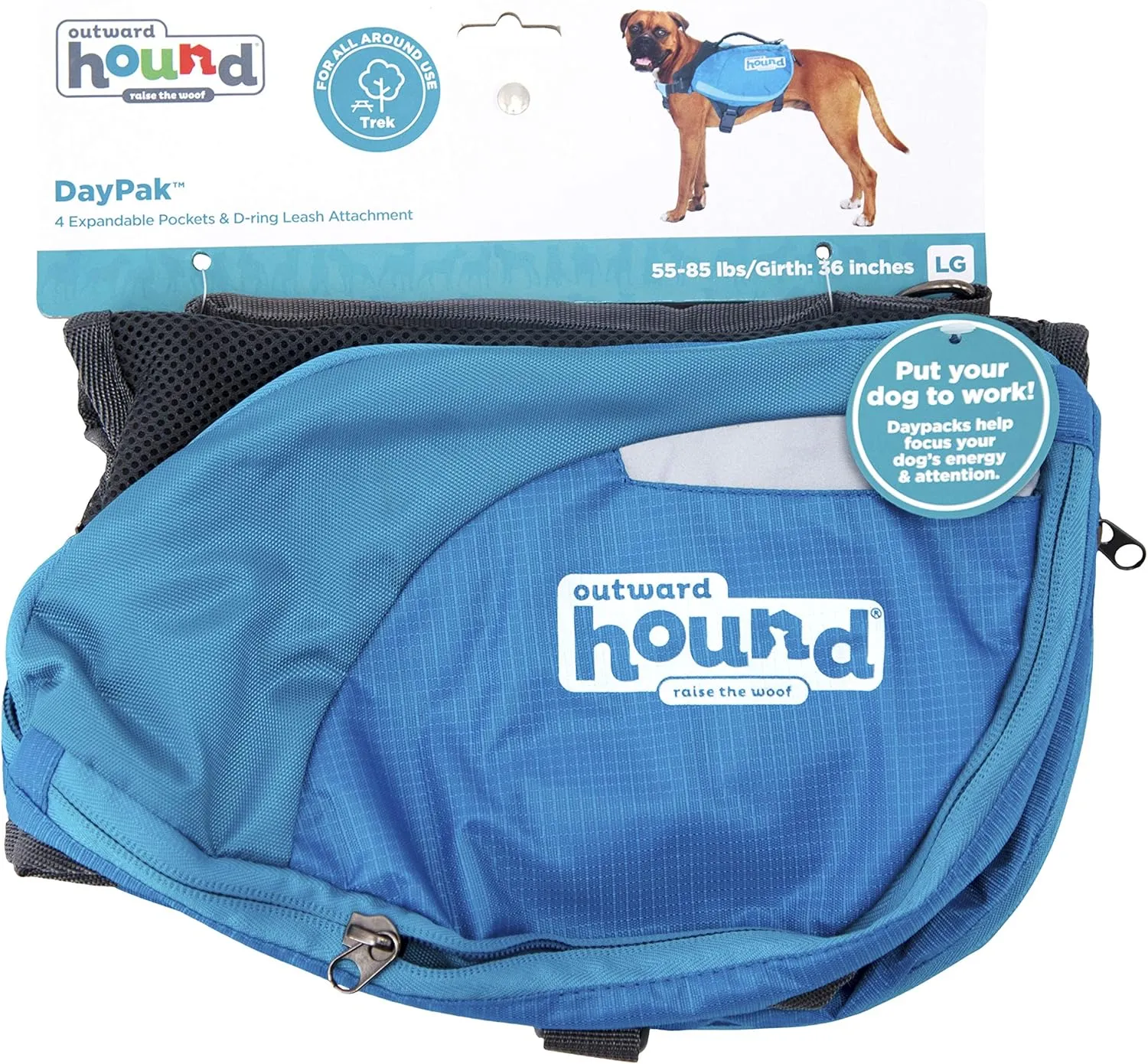 Outward Hound DayPak Blue Dog Saddleback Backpack, Large