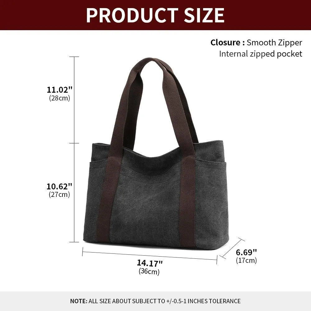 Oversize Canvas Women Weekender Bag Shopper Handbag Travel Purse Shoulder Work Travel Tote Bag for Women with Zipper