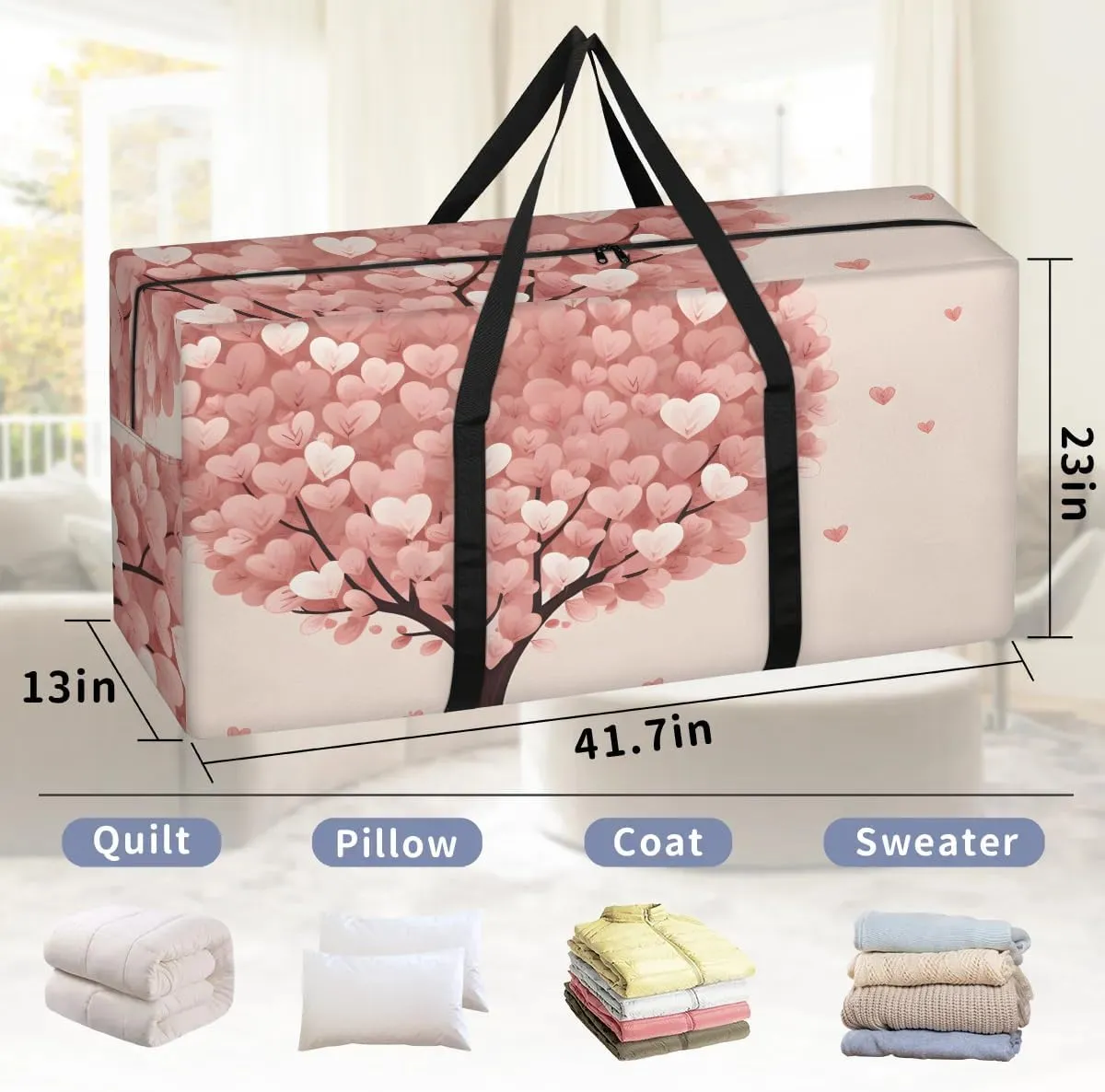 Oversized Moving Bags Bear Love Tree Waterproof Storage Totes Large Storage Bags for Clothes Packing Bags for Moving Travel & Clothes Storage