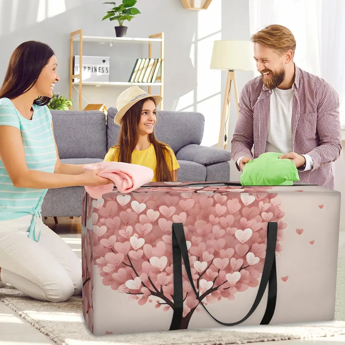 Oversized Moving Bags Bear Love Tree Waterproof Storage Totes Large Storage Bags for Clothes Packing Bags for Moving Travel & Clothes Storage