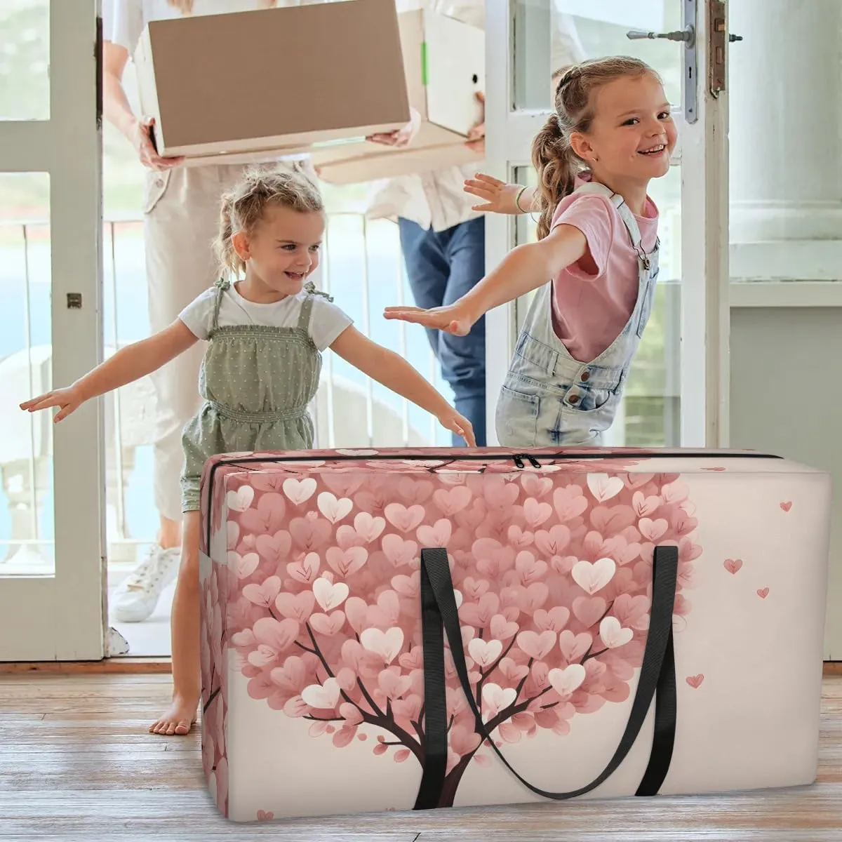 Oversized Moving Bags Bear Love Tree Waterproof Storage Totes Large Storage Bags for Clothes Packing Bags for Moving Travel & Clothes Storage