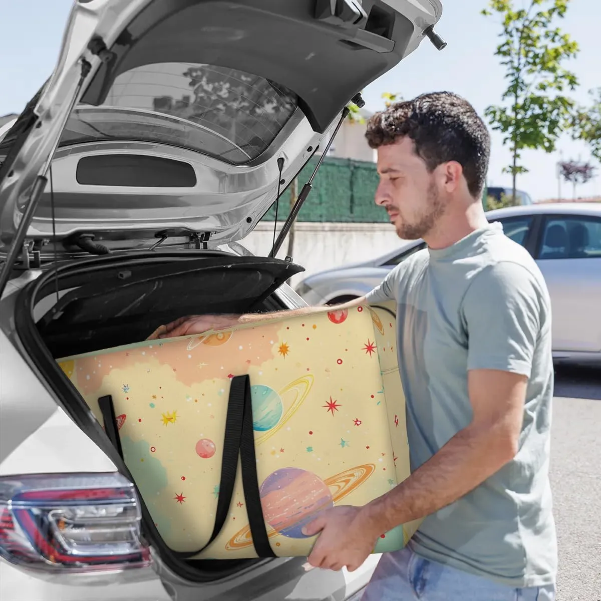 Oversized Moving Bags Cartoon Universe Planets Waterproof Storage Totes Large Storage Bags for Clothes Packing Bags for Moving Travel & Clothes Storage