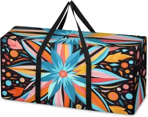 Oversized Moving Bags Colorful Boho Flower Waterproof Storage Totes Large Storage Bags for Clothes Packing Bags for Moving Travel & Clothes Storage