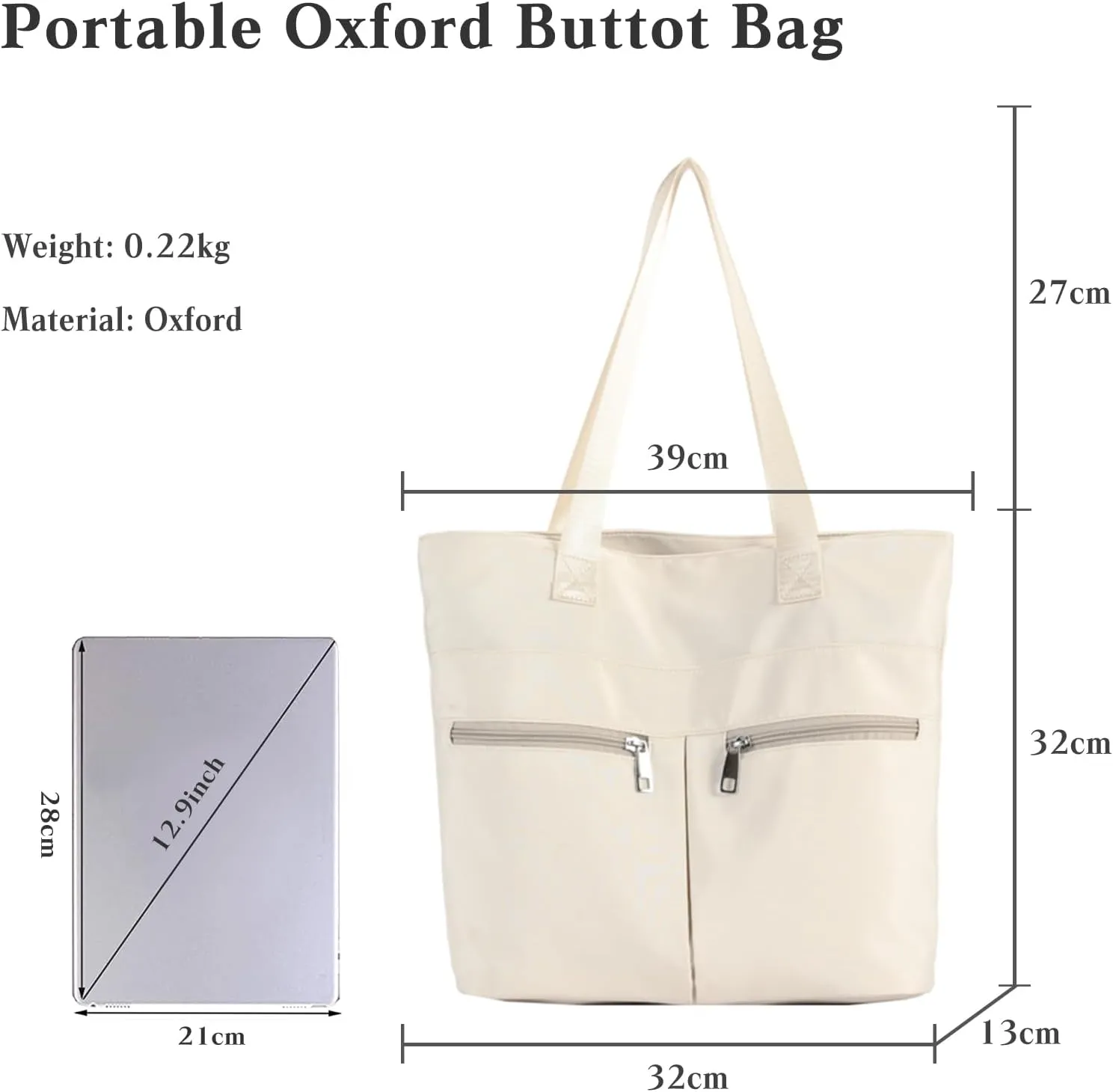 Oxford Tote Bag for Women Waterproof Handbag Large Capacity Shoulder Bag Multi-Pocket Top Handle Bag Casual Hobo Bag
