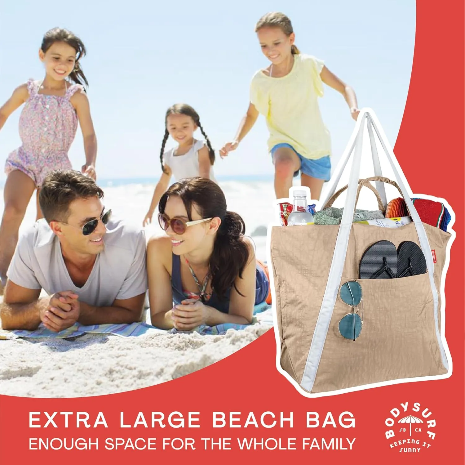 Packable Beach Bag Waterproof Sandproof - Lightweight & Foldable Travel Tote for Summer, Pool, Boat, Vacation, Gym