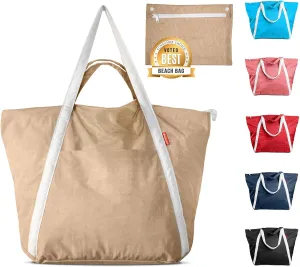 Packable Beach Bag Waterproof Sandproof - Lightweight & Foldable Travel Tote for Summer, Pool, Boat, Vacation, Gym