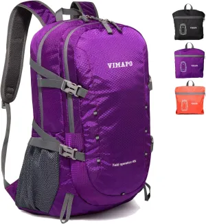 Packable Lightweight Backpack 40L, Ripstop Nylon Foldable Traveling Daypack, Collapsible Hiking Backpack For Outdoor(Purple)