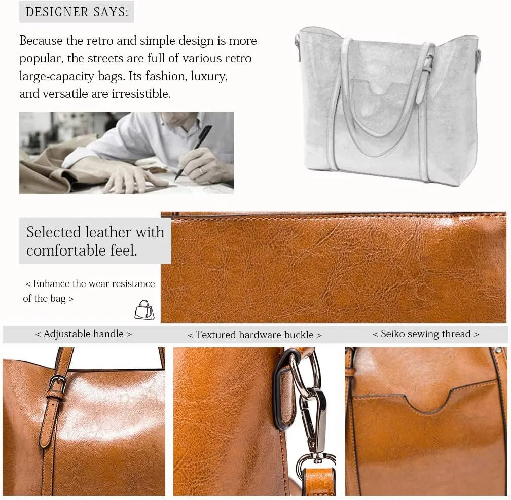 Pahajim Womens Leather Purses and Handbags Top Handle Satchel Bags Tote Bags Tote Purses for Women