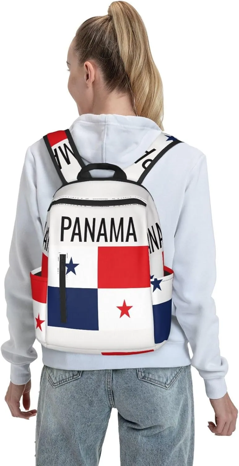 Panama Flag Travel Backpacks Casual Laptop Backpack Sport Rucksack Large Capacity Daypack Multi-Pockets Adjustable Strap Bag for Working Hiking