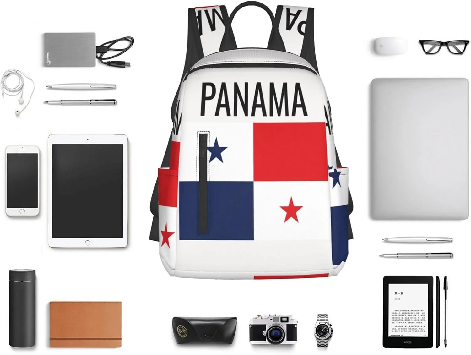 Panama Flag Travel Backpacks Casual Laptop Backpack Sport Rucksack Large Capacity Daypack Multi-Pockets Adjustable Strap Bag for Working Hiking