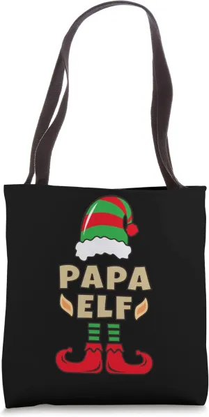 Papa Elf Black Handbag, Older Sibling Funny Christmas Tote Bag