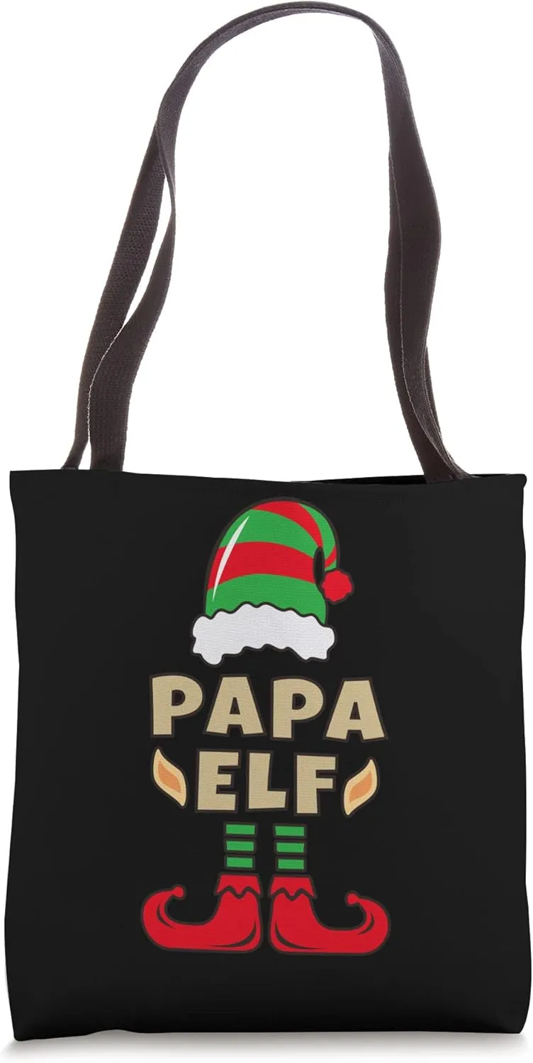 Papa Elf Black Handbag, Older Sibling Funny Christmas Tote Bag