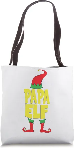 Papa Elf White Handbag, Older Sibling Funny Christmas Tote Bag