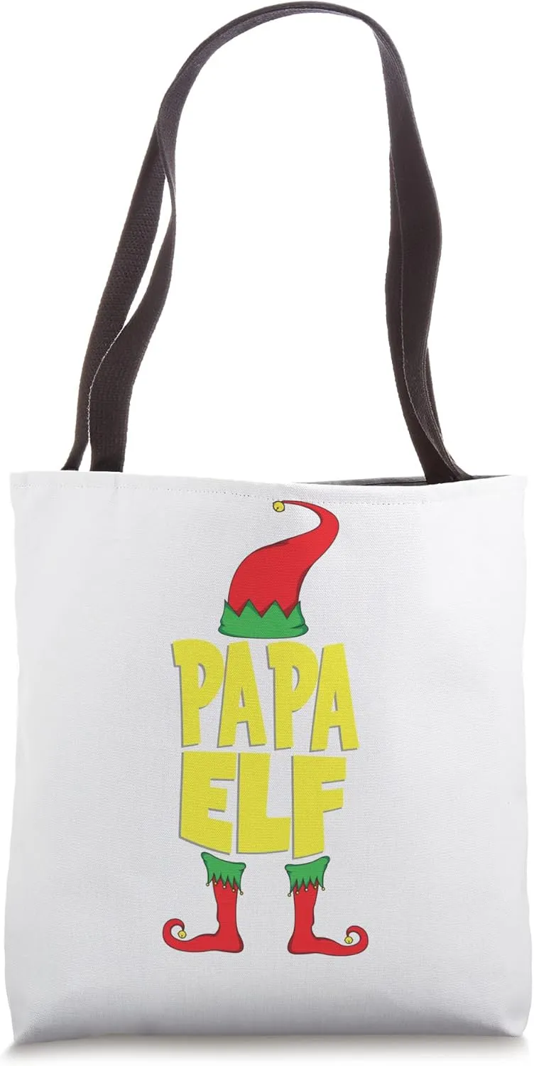 Papa Elf White Handbag, Older Sibling Funny Christmas Tote Bag