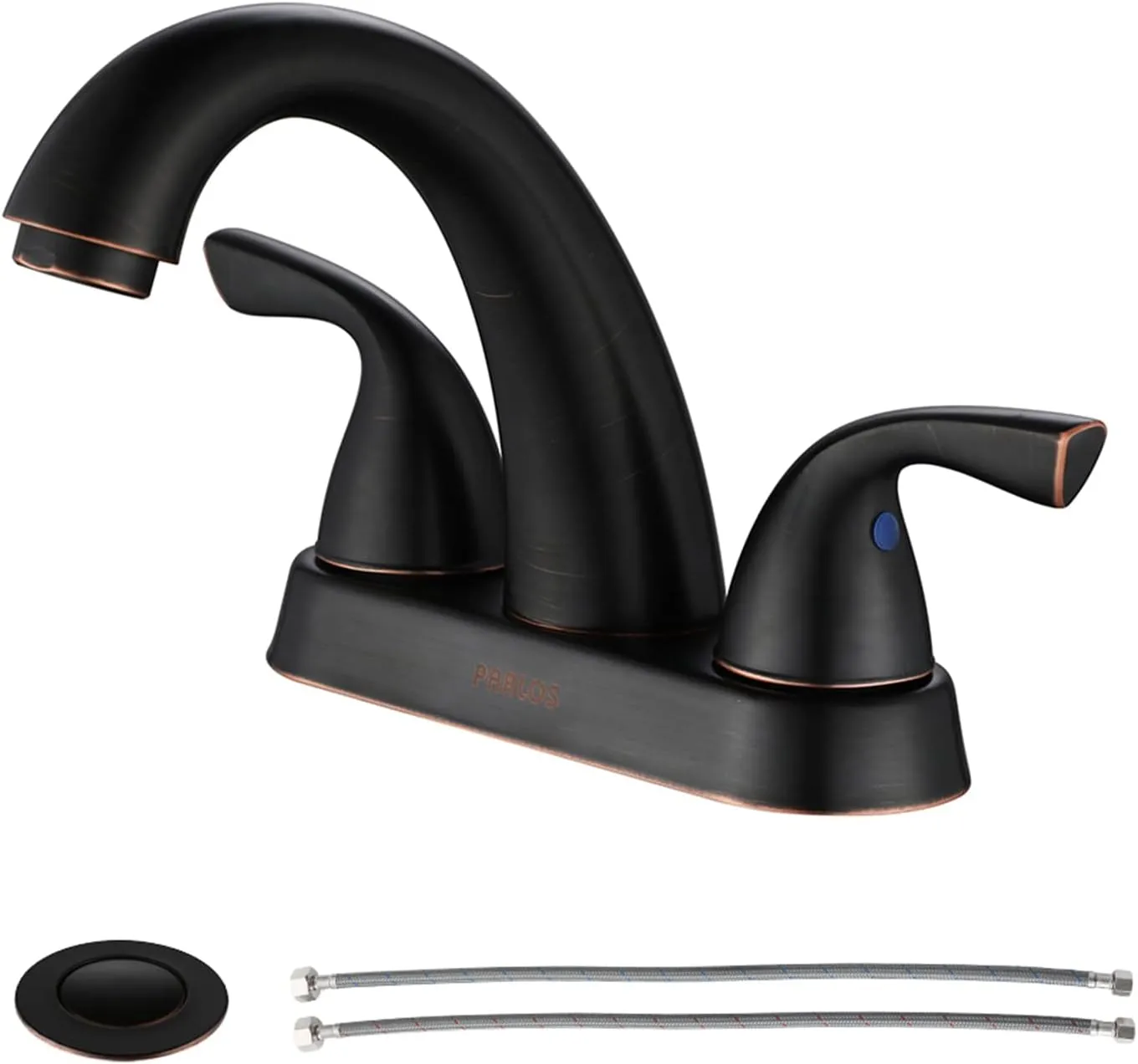 PARLOS 2-Handle Bathroom Sink Faucet with Metal Drain Assembly and Supply Hose Lead-Free cUPC Mixer Double Handle Tap Deck Mounted Oil Rubbed Bronze, 1.2 GPM
