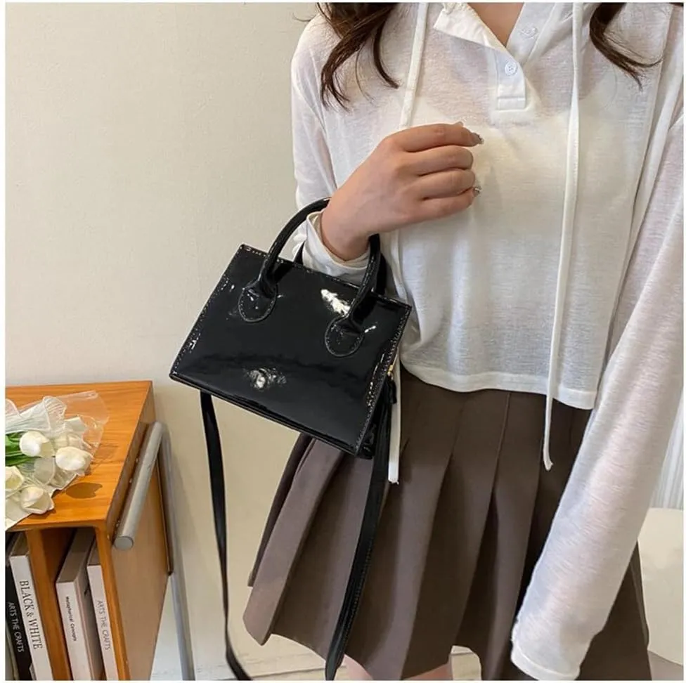 Patent Leather Handbag Shinny Clutch Purse Mini Shoulder Bag Evening Purse for Women