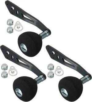 PATIKIL Baitcasting Power Handle, 3 Set Metal Fishing Reel Handle EVA Knob Grip Replacement Parts for Rocker Arm Accessories, Black