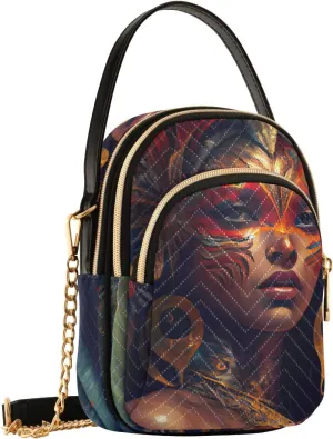 Pattern Carnival Girl Crossbody Shoulder Bags for Women, Compact Fashion Sling Bag with Chain Strap Top handle for Evening Party Dating Travel