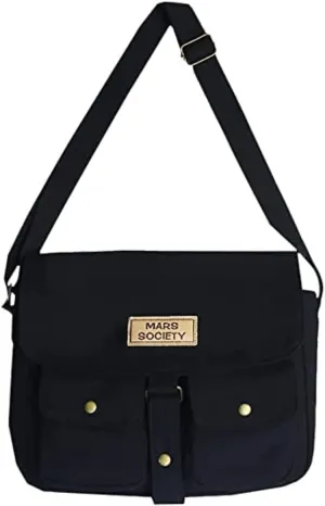 Pbkabiug Women's Canvas Bag Harajuku Messenger Bag Shoulder Bags Vintage Canvas Bag Multiple Pockets Crossbody Bag