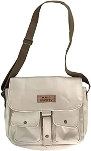 Pbkabiug Women's Canvas Bag Harajuku Messenger Bag Shoulder Bags Vintage Canvas Bag Multiple Pockets Crossbody Bag