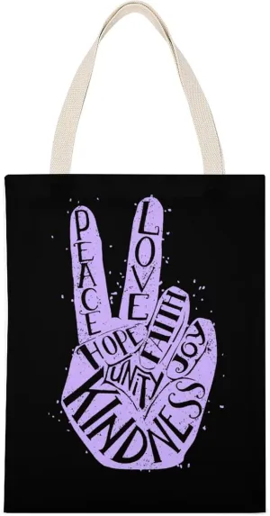 Peace Love Faith Joy Casual Canvas Tote Bag Big Capacity Handbag Shoulder Bag Reusable Grocery Canvas Tote Bags