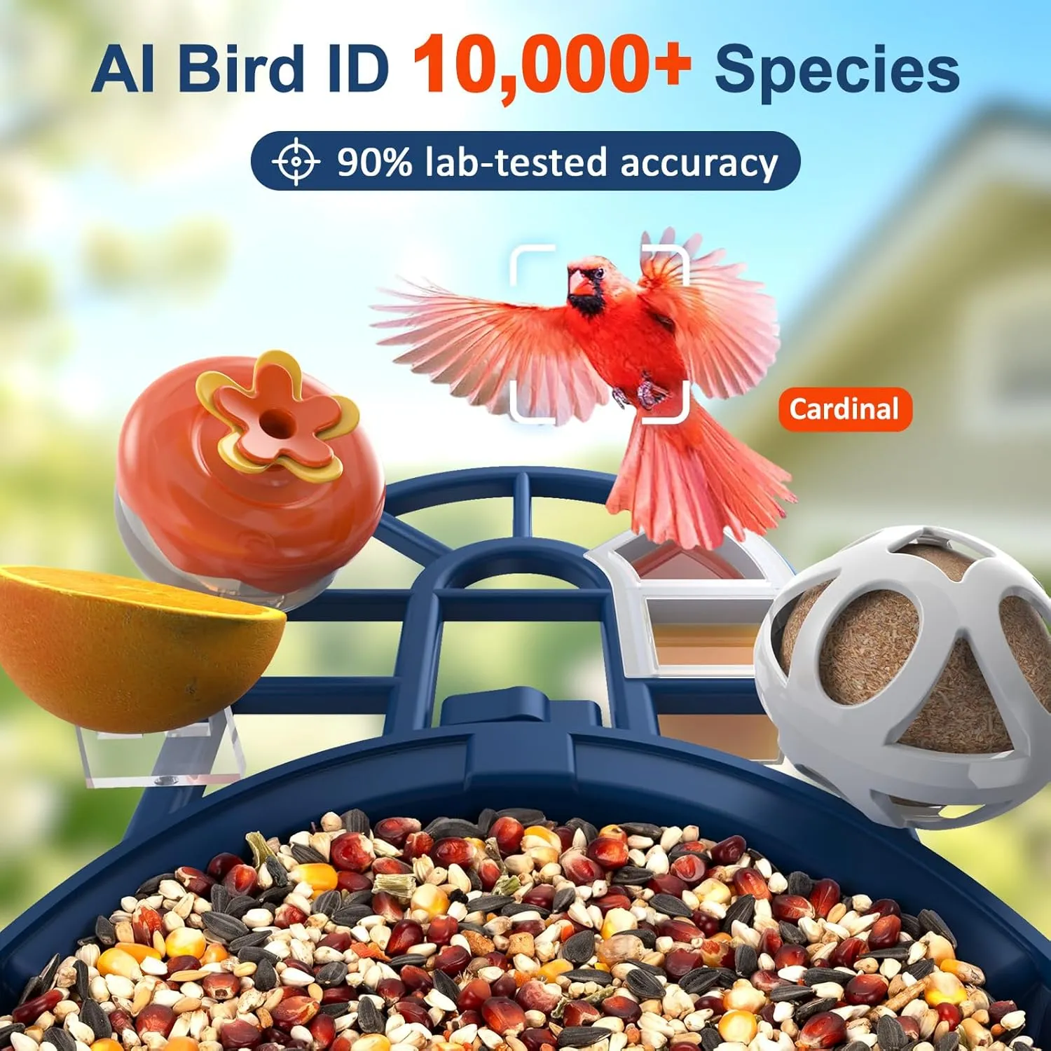 PeckCam® Bird Feeder with Camera, 2K Ultra HD Live Stream & AI Bird ID for 10,000  Species, 3 Solar Powered, IP65 Waterproof, WiFi Birdhouse Camera for Outdoor Backyard Mothers Gifts for Mom