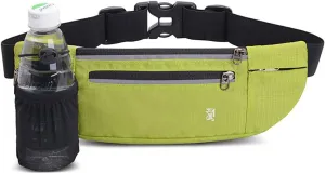 Peicees Fanny Pack with Water Bottle Holder Waist Bag for Men Women Water Resistant Lightweight Reflective Adjustable Running Belt Headphone Bag Travel Pocket for Outdoor Camping Fitness Hiking