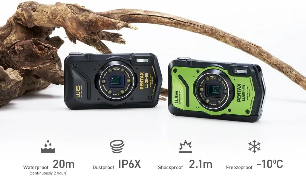 PENTAX WG-8 Green All-Weather Adventure Camera, Featuring Outstanding Waterproof, dustproof, Shock-Resistant Performance, Multi-Application Ring Light for Macro Photography and Webcam Function
