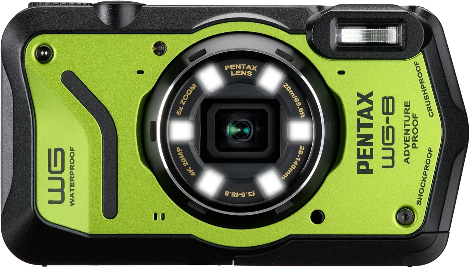 PENTAX WG-8 Green All-Weather Adventure Camera, Featuring Outstanding Waterproof, dustproof, Shock-Resistant Performance, Multi-Application Ring Light for Macro Photography and Webcam Function