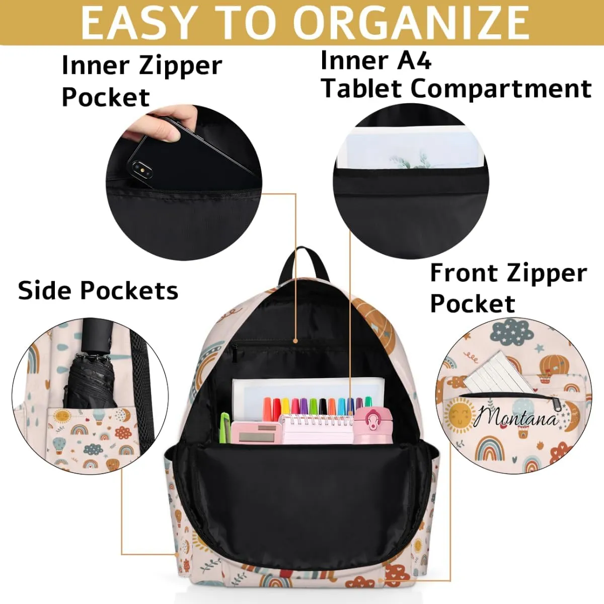 Personalized Cute Toddler Backpack for Girls, Preschool Kindergarten School Bag for Children